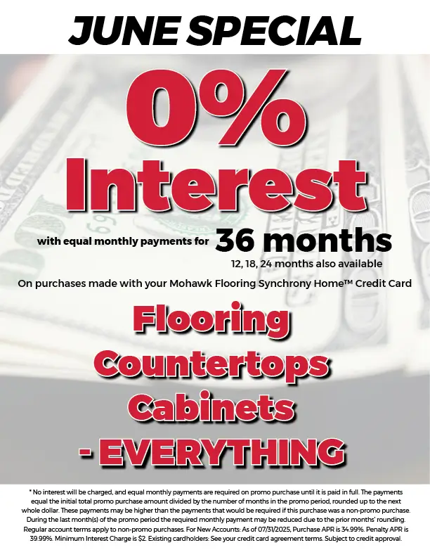 June Special - 0% Interest with equal monthly payments for 36 months | National Design Mart